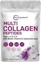 Multi Collagen Protein Powder, 2 Pounds - Type I,II,III,V,X with Biotin, Hyaluronic Acid, Vitamin C 