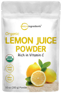 Organic Lemon Juice Powder, 10 Ounce, Cold Pressed Concentrated Powder
