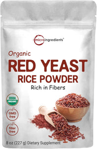 Organic Red Yeast Rice Powder, 8 Ounce (1 Year Supply), Vegan Friendly